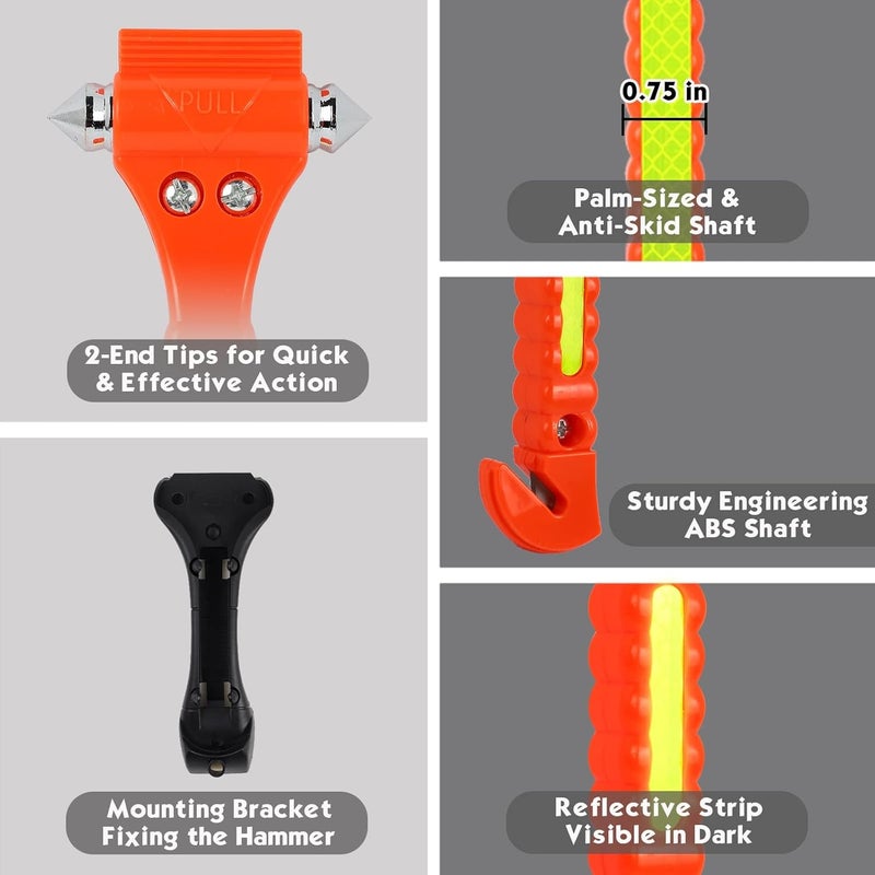 MorTime 6 Pack Car Safety Hammer Window Breaker, Car Emergency Escape Tool, Window Hammer Seat Belt Cutter - Image 2